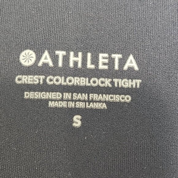 Athleta‎ Crest Colorblock Leggings S Black Gray White High Waist 487742 - Picture 3 of 10